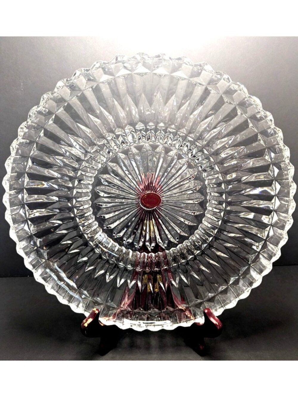 Vintage Gorham Althea Hand-Cut Crystal Glass Platter Made In Poland 11"
